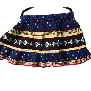 Seminole Native American Patchwork Skirt Girls Vintage Hand Made Blue Yellow New